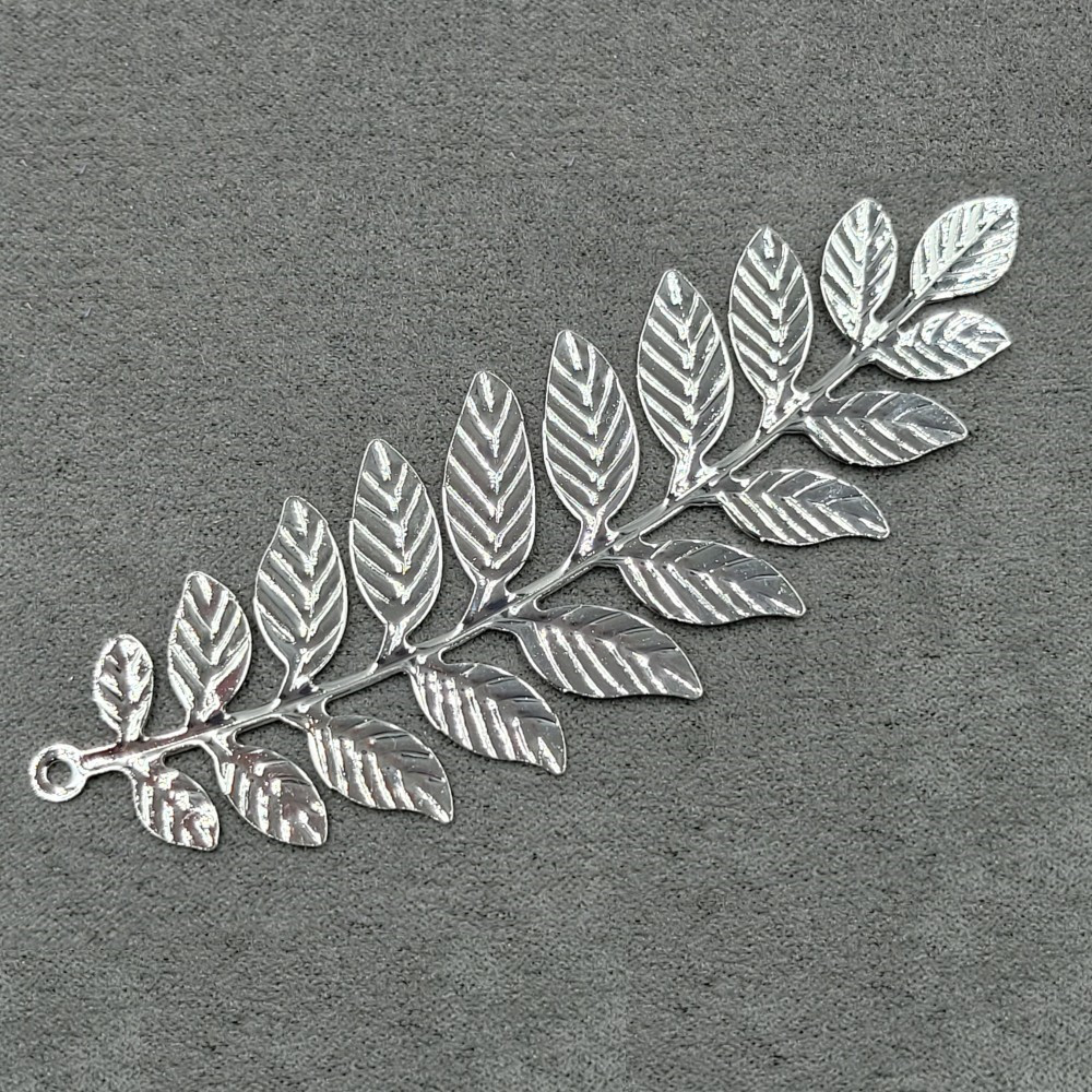 Підвіска Finding Кулон гілочка з листям Сріблястий 30 мм x 93 мм
