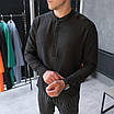 Сорочка чоловіча стильна приталена на кнопках Американський креп чорна Розміри: S, M, L, XL, XXL, фото 2