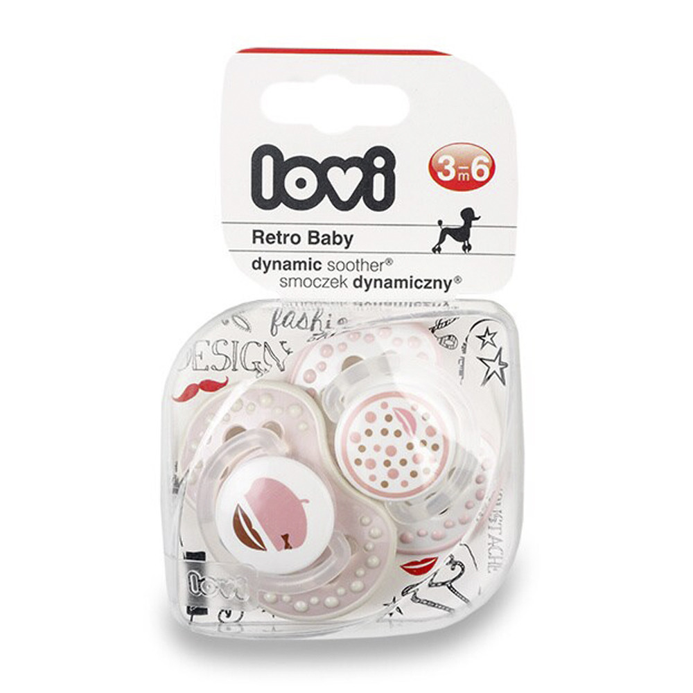 Силіконова пустушка динамічна (3-6 міс.) LOVI Retro baby 2 шт (5903407228044)