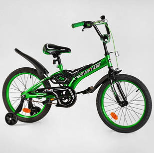 Дитячий велосипед Corso Jet Set JS-N1801 діаметр коліс 18", страхувальні колеса, ножне гальмо та дзвіночок