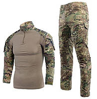 Тактический боевой костюм мультикам с наколенниками и налокотниками, рубашка и брюки, военная форма (WD-12)