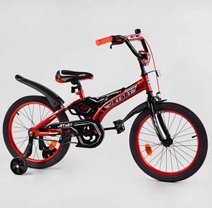 Дитячий велосипед Corso Jet Set JS-N1802 діаметр коліс 18", страхувальні колеса, ножне гальмо та дзвіночок