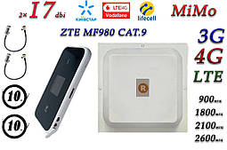 Мобільний модем 4G-LTE/3G WiFi Роутер ZTE MF980 CAT.9 + MiMo антеною 2×17 dbi під Київстар, Vodafone, Lifecel
