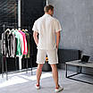 Чоловічий стильний літній комплект білий сорочка Шорти Американський креп Розміри: S, M, L, XL, XXL, фото 3