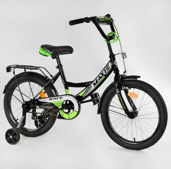 Двоколісний велосипед Corso MAXIS-18199 діаметр коліс 8", обладнаний страхувальними колесами, ручне гальмо
