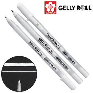 Ручка гелева FINE 10 (лінія 0.5mm), Gelly Roll Basic, Біла Sakura, фото 2