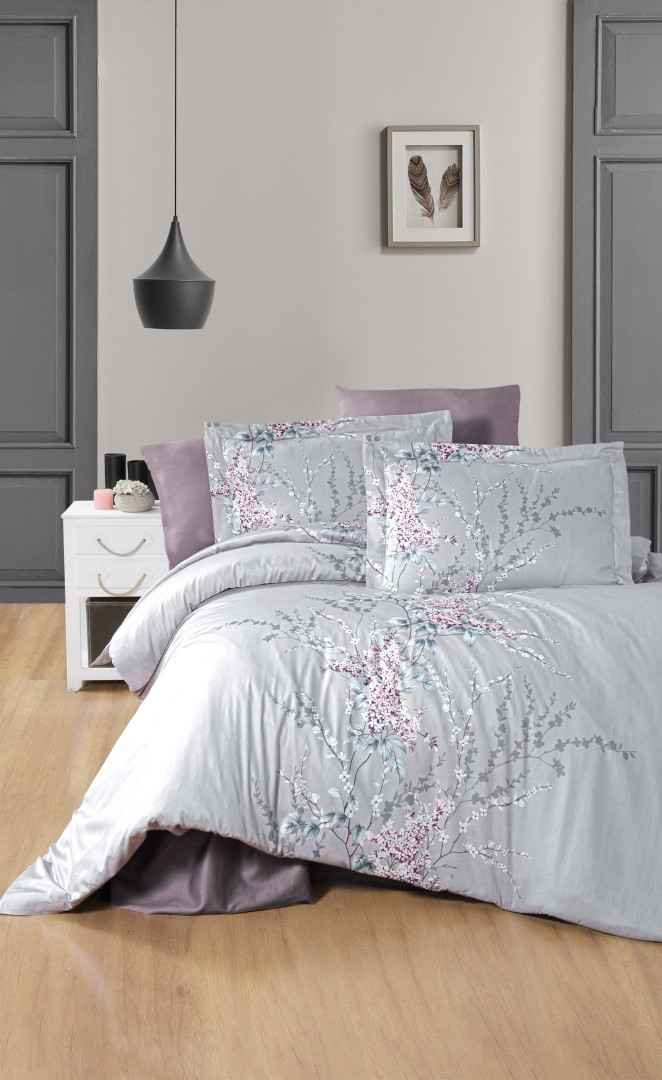 Постільна білизна сатин First Choice Cotton Satin Wisteria Lilac Туреччина двоспальна євро 200х220см