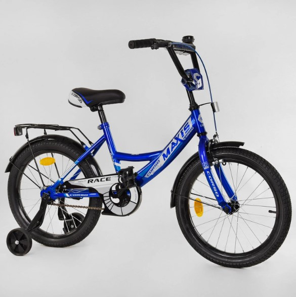 Двоколісний велосипед Corso MAXIS-18477 діаметр коліс 8", обладнаний страхувальними колесами, ручне гальмо