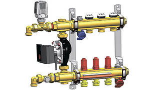 Колектор для теплої підлоги в складі Herz COMPACTFLOOR Light 1"x3/4x9 без насоса