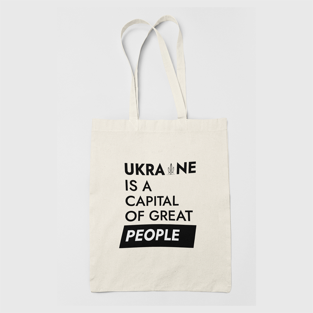 Шоппер еко - сумка біла Карта України в квітах