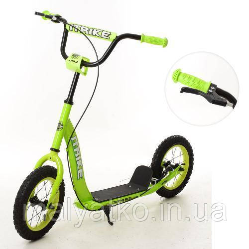 *Самокат для дітей і дорослих Scooter з ручним гальмом (САЛАТОВИЙ) арт. 2-043-1-GR