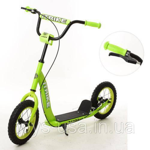 *Самокат для дітей і дорослих Scooter з ручним гальмом (САЛАТОВИЙ) арт. 2-043-1-GR, фото 1