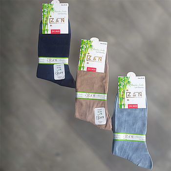 Шкарпетки чоловічі демісезонні 100% бамбук Z&N, без шва, розмір 40-44, асорті, 01167