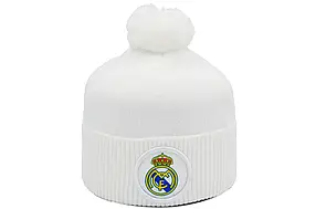 Шапка з помпоном Flexfit FC Real Madrid 53-57 см белая (F-0918-517)