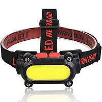 Акумуляторний налобний світлодіодний ліхтар Bailong BL-209-COB, водостійкий, з білим та червоним свіченням