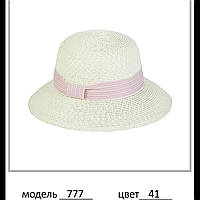 Шляпа женская пляжная беж (плетёная с лентой) 20-08
