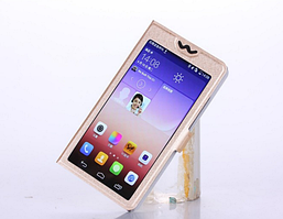 Золотий чохол-книжечка на магніті з віконцем для Lenovo P780