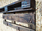 Вішалка настінна з гачками Loft Classic в стилі Лофт, Вішалка з дерева, Вішалка в стилі лофт, фото 7