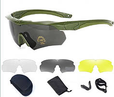 Тактичні захисні окуляри ESS Crossbow Polarized з 3 лінзами і диоптрією (Оліва)