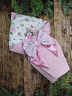 Літній плюшевий конверт на виписку для дівчинки, рожевий з квітковим принтом