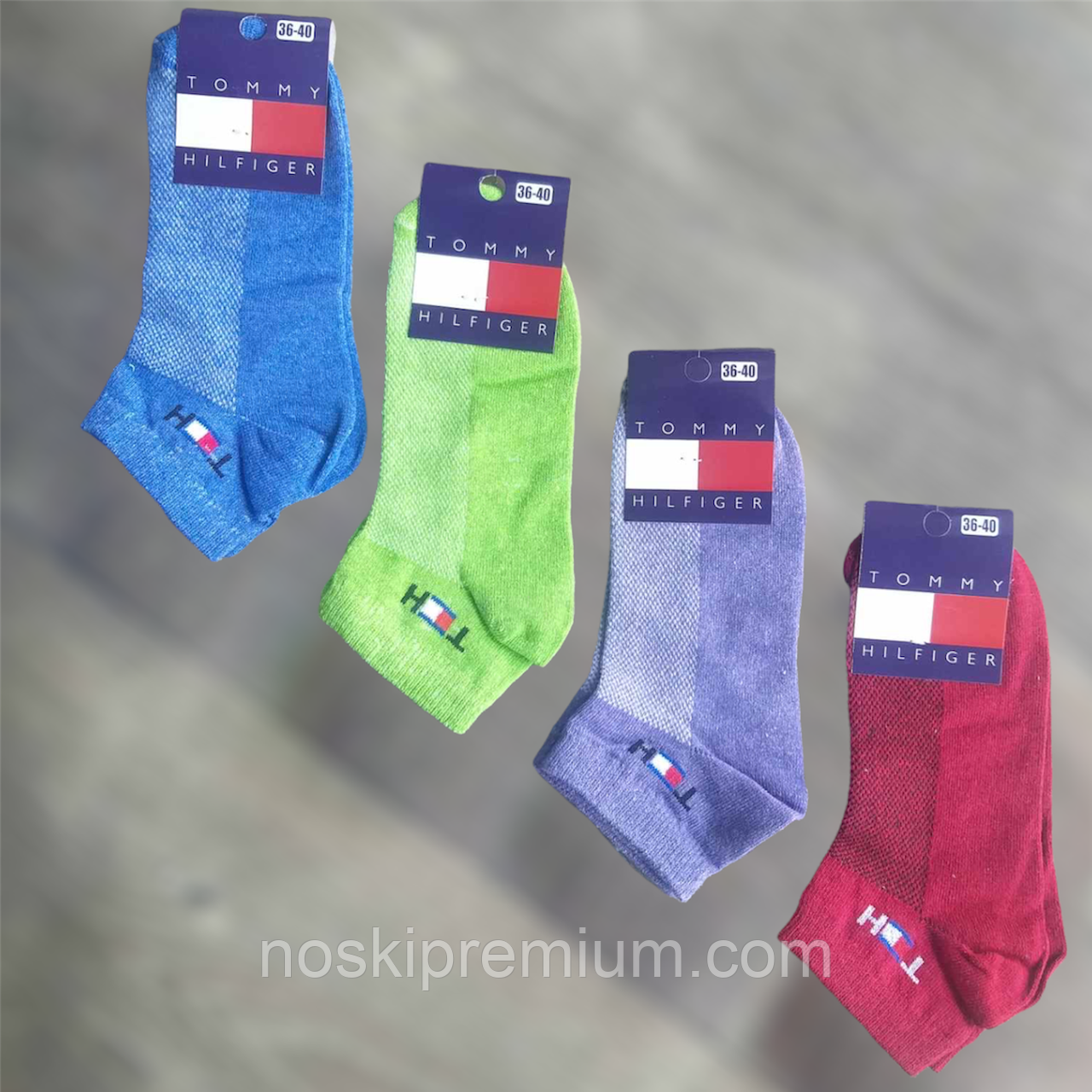 Носкі жіночі спортивні короткі бавовни з сіткою Tommy Hilfiger, розмір 36-40, ассорті, 04716, фото 1