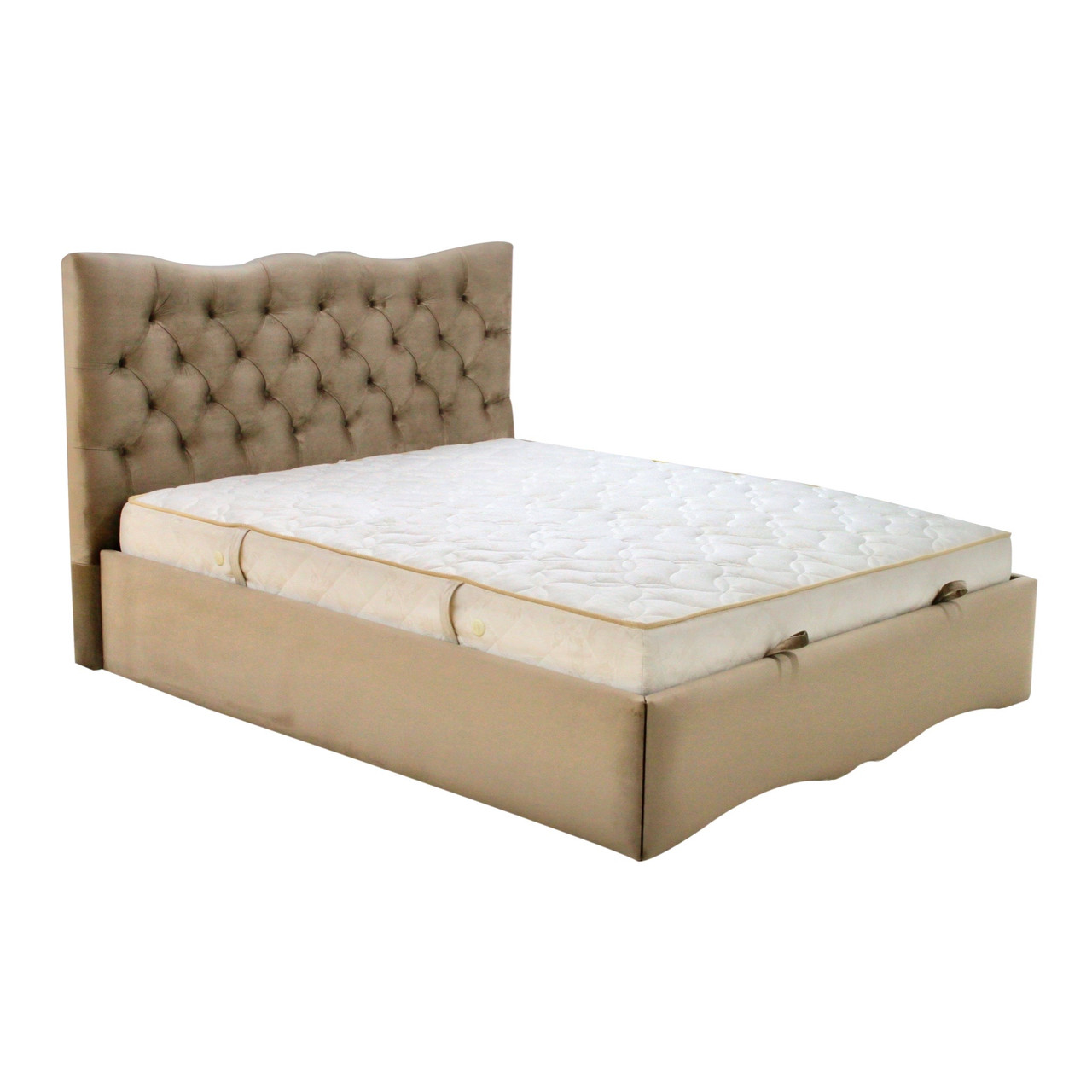 Королівське ліжко м'яке двомісне MeBelle ZARURA 180 х 200 з ламеллю, світло-коричневий бежевий велюр