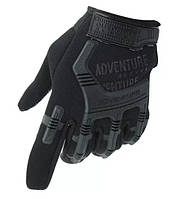 Тактические перчатки Adventure противоскользящие (универсальный размер) на липучке Черный