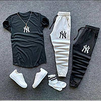 Комплект мужской летний Футболка + 2 пары Штанов New York черный-серый Спортивный костюм весенний Нью Йорк