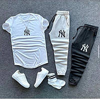 Комплект чоловічий літній Футболка + 2 пари штанів New York чорний-білий спортивний костюм весняний Нью Йорк