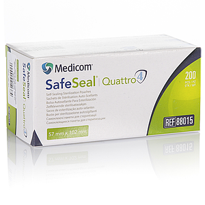 Крафт пакети для стерилізації MEDICOM 57х102 мм, 200 шт. прозорі