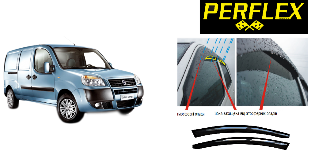 Ветровики / дефлектори вікон для Fiat Doblo 2000-2010 Perflex, фото 1