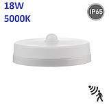 Світлодіодний LED світильник з датчиком руху 18W, 5000K, IP65, накладний, круглий, фото 3