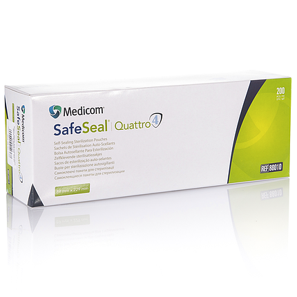 Крафт пакети для стерилізації MEDICOM 89х229 мм, 200 шт. прозорі, фото 1