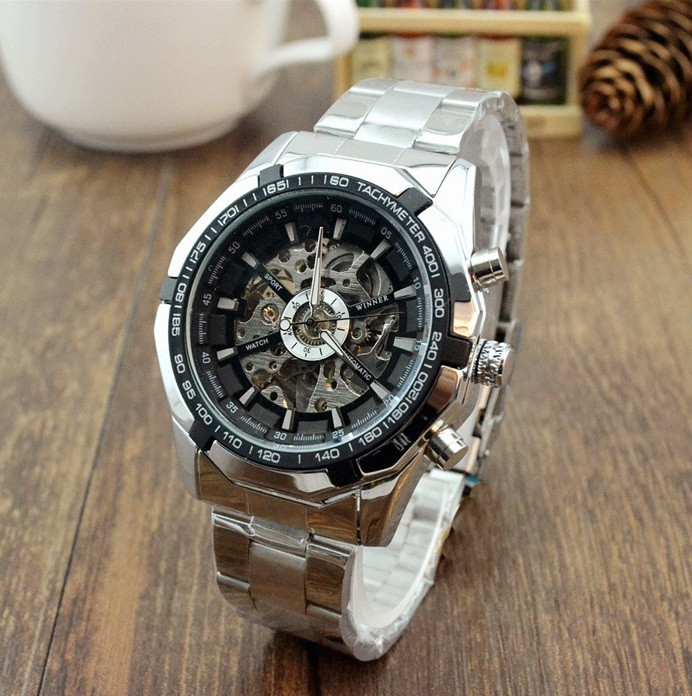 Оригинальные мужские механические часы Winner - фото 4 - id-p1012885253