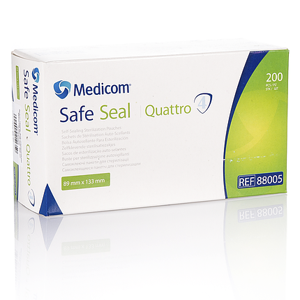 Крафт пакети для стерилізації MEDICOM 89х133 мм, 200 шт. прозорі, фото 1
