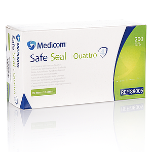 Крафт пакети для стерилізації MEDICOM 89х133 мм, 200 шт. прозорі