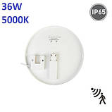 Світлодіодний LED світильник з датчиком руху 36W, 5000K, IP40, накладний, круглий, фото 3