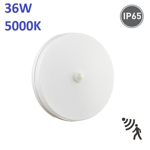 Світлодіодний LED світильник з датчиком руху 36W, 5000K, IP40, накладний, круглий
