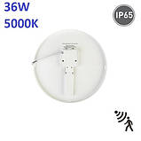 Світлодіодний LED світильник з датчиком руху 36W, 5000K, IP40, накладний, круглий, фото 5