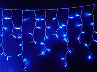 Новогодняя гирлянда бахрома 2.3 метра, 120 LED Синяя, белый кабель, светодиодная led гирлянда | гірлянда (TO)