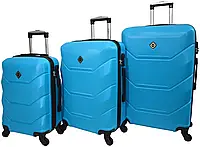 Набор чемоданов дорожных пластиковых на колесах Bonro (Бонро) 2019 голубой (3 шт) (10500303)