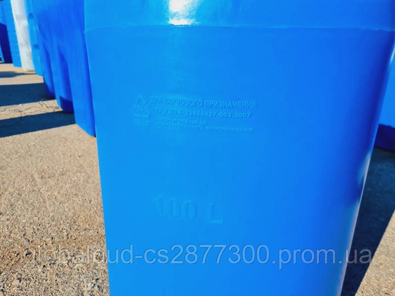 Вертикальный бак для воды объем 100 литров, бочка пластиковая - фото 4 - id-p1640306531