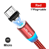 Магнітний Micro USB кабель 1м для зарядки телефону USLION
