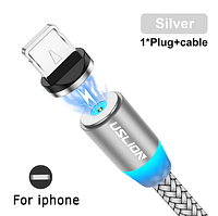 Магнітний кабель USB-iOS 2м для зарядки iPhone 12, 11, Xiaomi, Samsung