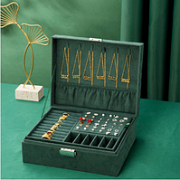Оксамитова скринька органайзер для ювелірних виробів  "Princess" (Green 23x17x9)