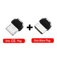Магнитная головка USB- iOS и micro USB для зарядки iPhone 12, 11, Xiaomi, Samsung и другие
