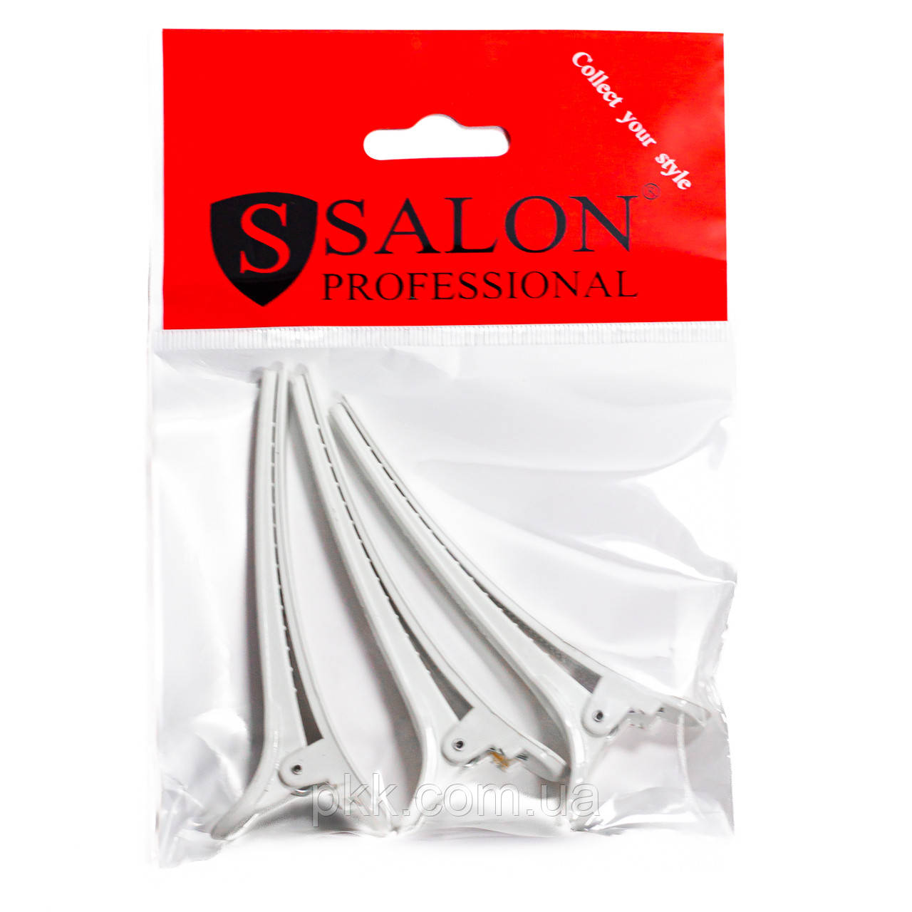Зажим для фарбування і стрижки волосся Salon Professional білий 0014