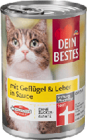 Корм для кошек и котов с мясом и печенью домашней птицы Dein Bestes mit Geflügel & Leber in Sauce 400 гр