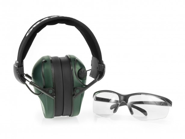 Навушники для стрільби оливкові RealHunter ACTiVE + захисні окуляри