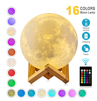 Світильник настільний, нічник "Perfect Moon" 3D у формі Місяця 16 кольорів + пульт